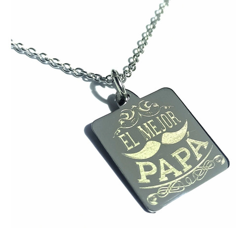 Imagen 3 de 8 de Medalla Acero Quirurgico Padre 20x22mm + Grabado + Cadena