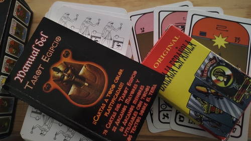 Paquete Tarot Egipcio Negro Con Libro Y Baraja Española