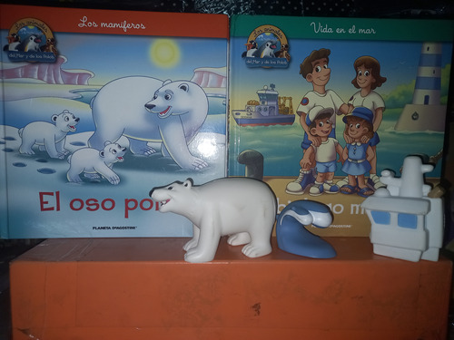 Los Animales De Mar Y De Los Polos, 2 Libros C/3 Figuras+3re