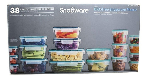 Toppers De Plástico Snapware Contenedores Recipientes 38 Pz Turquesa