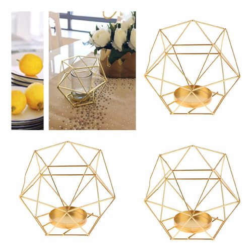 3 Pedazos Porta Candeleros Geométricos De Hierro Para Luces
