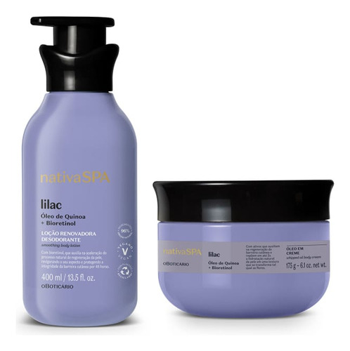  Kit Nativa Spa Lilac Óleo Em Creme Corporal + Loção Corporal Fragrância Neutro