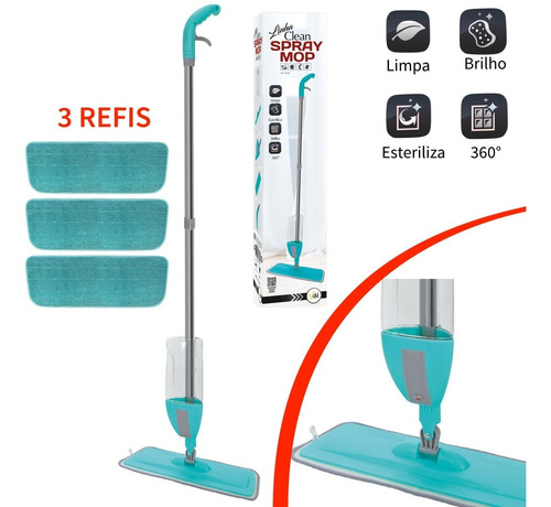 Imagem 1 de 4 de Vassoura Rodo Magico Mop Spray De Limpeza Esfregão + 3 Refis