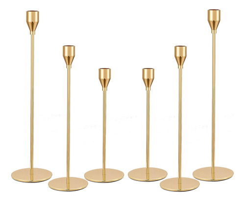 Joybest Juego De 6 Candelabros, Candelabros Dorados Para Vel