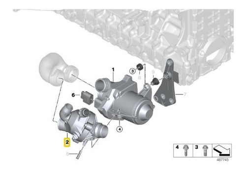 Imagen 6 de 7 de Termostato De Motor Bmw X5 X6 E72 E71 E70 3.0l 2006-2010 &