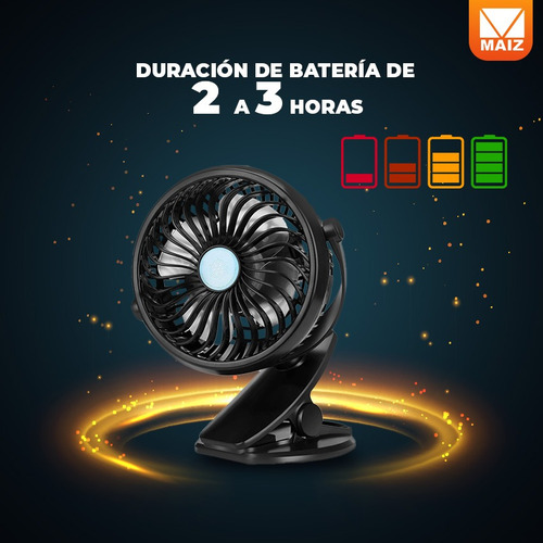 Mini Ventilador Portatil Clip 360° Recargable 3 Vel