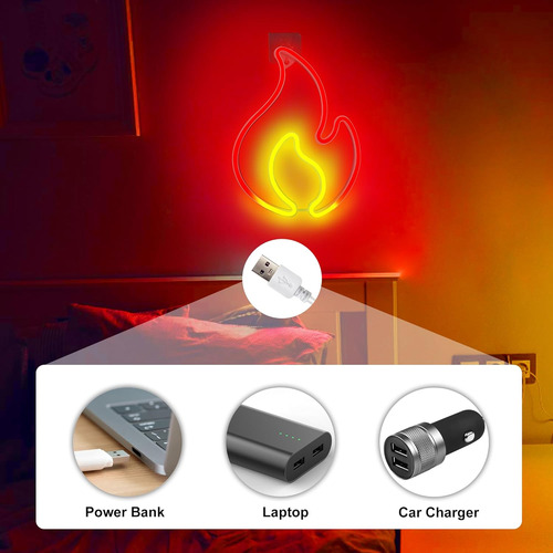 Letrero De Neón De Llama De Fuego, Letrero De Luz Led Para D