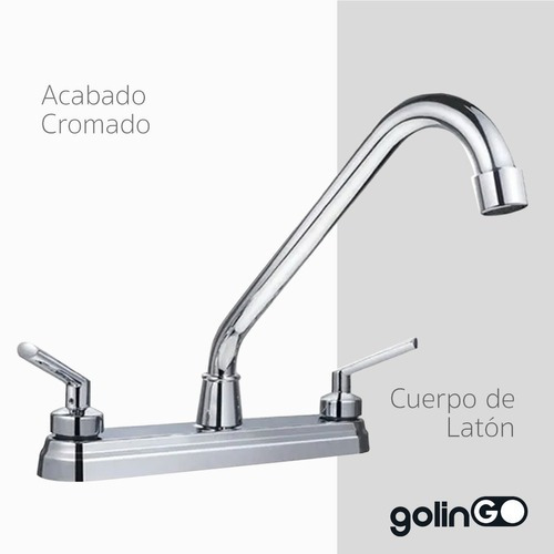 Imagen 3 de 5 de Llave Grifo Cocina Mezcladora Fregadero Acero Inoxidable 8'' Plateado