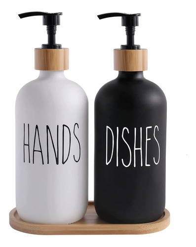 2pcs Dispensador De Jabón De Vidrio Baño Y Cocina 475ml/16oz