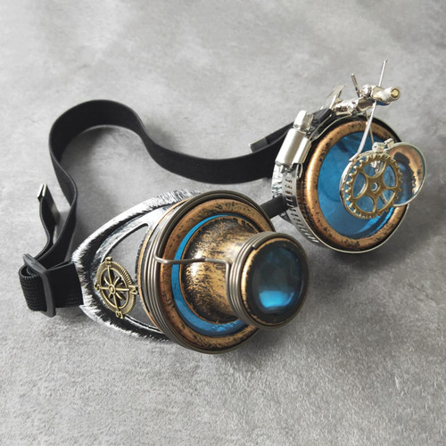 Funky Steampunk Goggles Mujeres Lentes Azules Cosplay