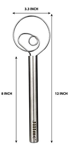 Batidor De Masa Danés Jillmo, Masa De Pan De Acero Inoxidabl