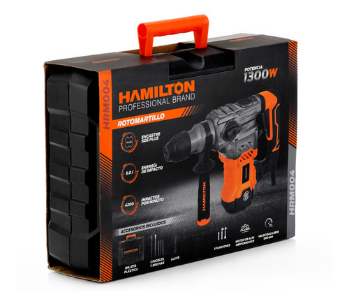 Imagen 7 de 10 de Rotomartillo 1300w Hamilton Hrm004 + Mechas + Cinceles
