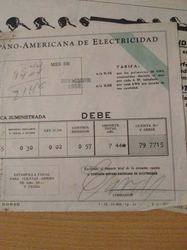 Lote 8 Antiguas Facturas Compañía Argentina Electricidad