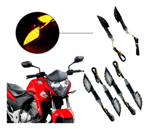 4 Piscas Led Seta Esportivo Moto Folha Cb300r Cb 300 Cb300 R