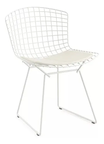 Silla Bertoia Blanca Metálica Con Almohadón Premium X 4