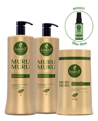 Kit Haskell Murumuru Shampoo Condicionador E Mascara 1l
