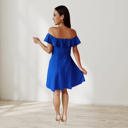Vestido Sin Tirantes A Los Hombros Con Olanes Casual De Moda
