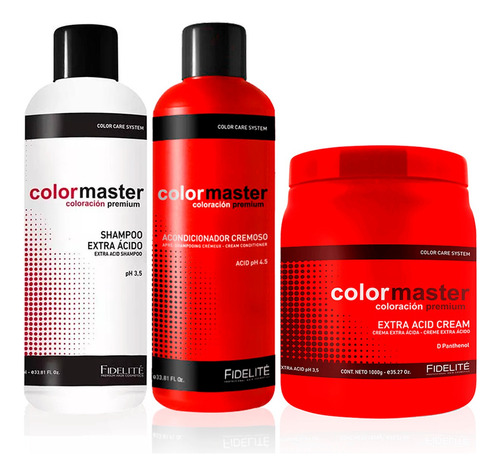 Fidelite Colormaster Shampoo + Acond + Mascara Acido 1000