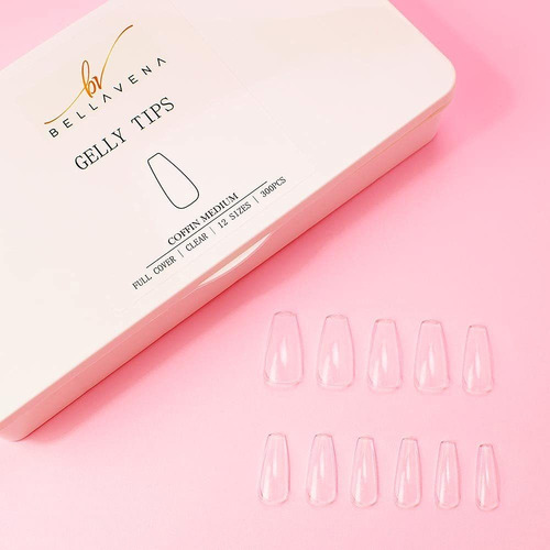 Bellavena Puntas De Uñas Transparentes, Puntas De Uñas Media