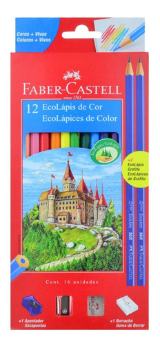 Ecolápis Faber-castell 12 Unidades Apontador Borracha Lápis