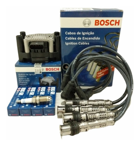 Kit Cables + Bujías 3 Electrodos + Bobina Bosch Vw Fox1.6 8v