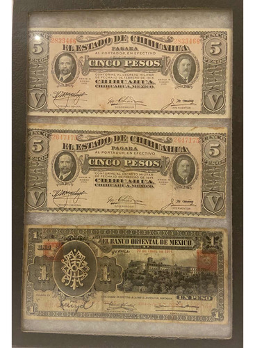 Billetes Revolución Mexicana. Banco De Chihuahua Y Oriental.