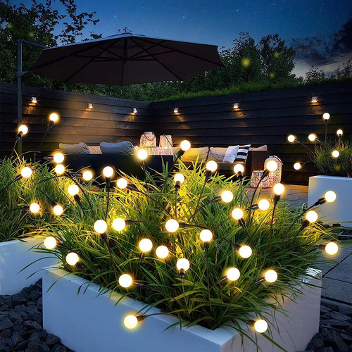 Luz Solar Jardin 4 Luciernaga 8 Led Para Exterior Impermeabl