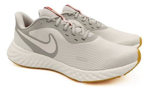 Tênis Nike Revolution 5 Man Branco Cinza Corrida Bq3204