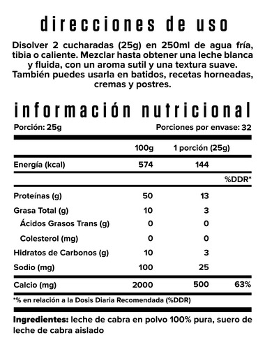Leche De Cabra En Polvo España Sin Lactosa 800gr Baal