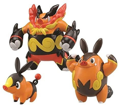 Pokémon Tomy Set X 3 Tepig, Pignite, Emboar
