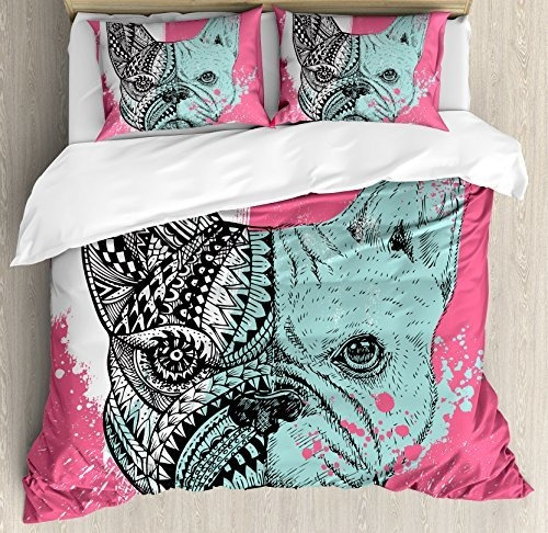 Ambesonne Moderna Cubierta Del Duvet, Francés Bulldog Split 