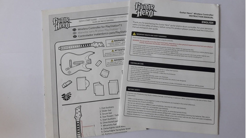 Manuales Originales De Guitarra Guitar Hero Playstation 2