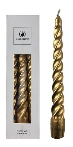 Vela Torneadas Iluminarte 20cm Plata/oro 6u G.utopia