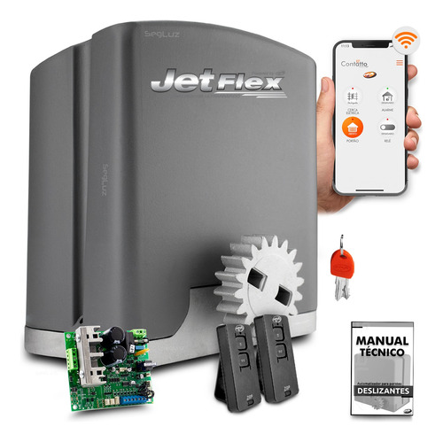 Kit Motor Ppa Dz Rio Jetflex Wifi 1/3hp 2 Contr Portão 600kg