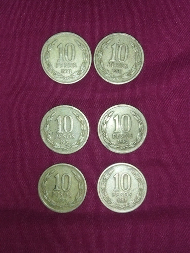 Monedas De 10 Pesos Angel 81/82/84/88/92/93/98/99