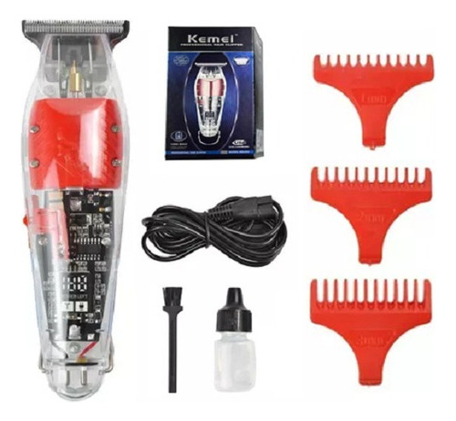 Máquina De Corte Cabelo Kemei Ng-204 Acabamento Profissional Cor Transparente 110V/220V