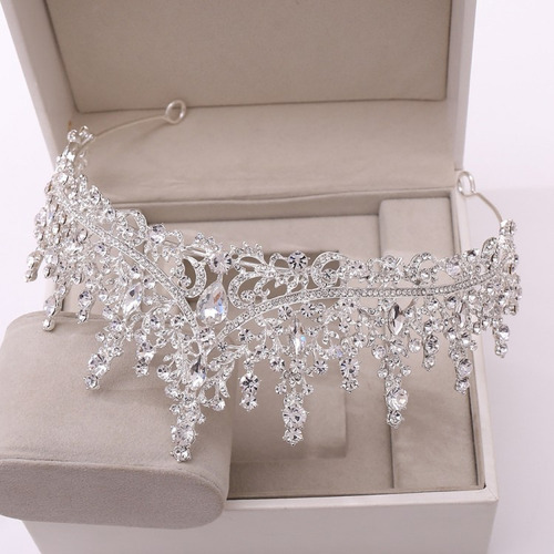 Tiaras Da Moda Coroa Rainha, Tiara De Casamento Cor Prateada