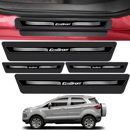 Kit 8 Peças Adesivo Soleira Porta Ecosport 2004 Á 2018 Preto