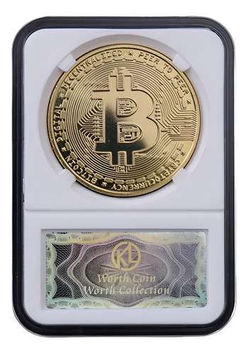 Moneda Bitcoin Chapada En Oro- Colección Btc De Alta Calidad