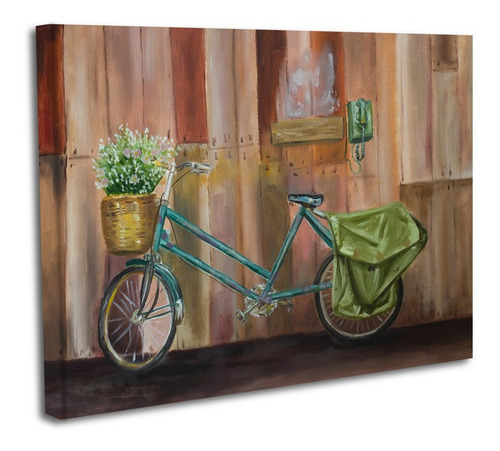 Cuadro Lienzo Canvas 45x60cm Pintura Bicicleta Colores Oleo