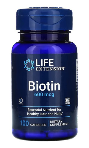 Life Extension, Biotina 600 Mcg, Cabello Y Uñas 100 Caps Sfn