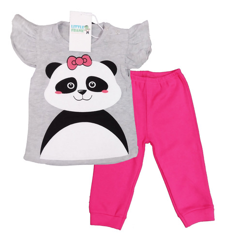 Conjunto Algodon Bebe Remera Pantalon Oso Panda Premium