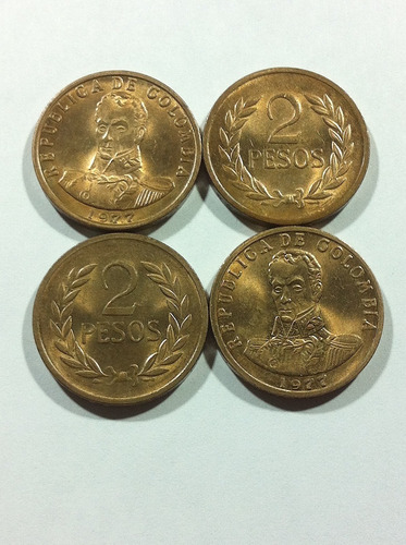 4 Monedas De Colombia $2 Sin Circular 1977 + 1 De Regalo