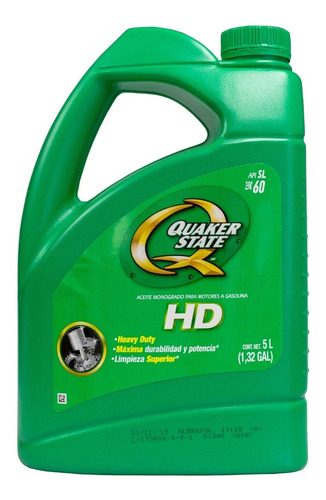 Aceite Quaker State Hd Monogrado Sae 60 Garrafa 5lts 