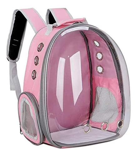 Mochila Pet Acrílico para cachorro gato cão visão panorâmica cor rosa