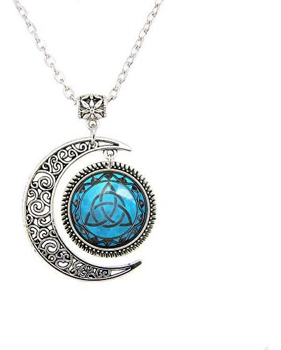 Collar De Triquetra Celta Azul, Colgante De Luna, Joyería 