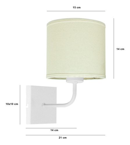 Lampara Aplique Velador Curvo Led Pared Dormitorio Pantalla Estructura Blanco natural
