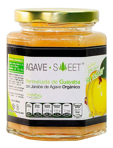 Mermelada De Guayaba Con Jarabe De Agave Agave Orgánico Sweet De 285g