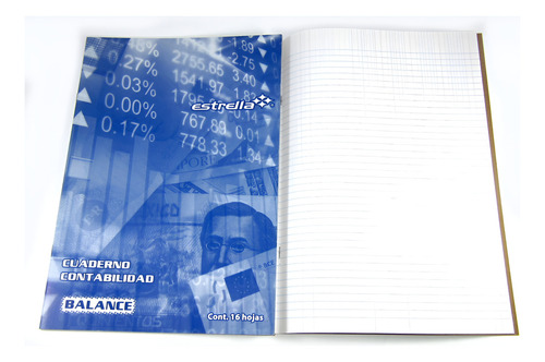 Cuaderno De Contabilidad Estrella 16 Hojas Color Azul