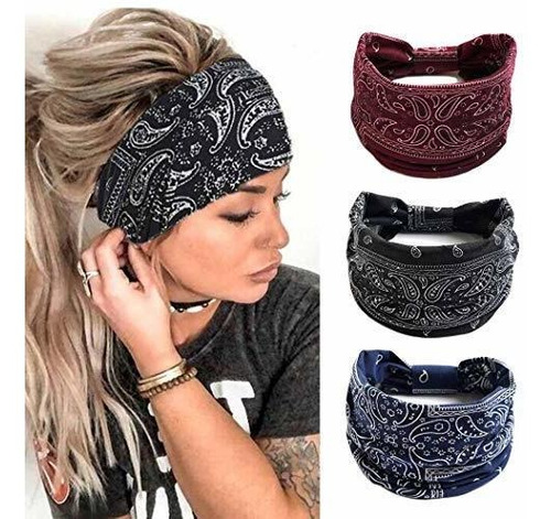 Diademas - Ybshin Boho Wide Headbands Black Yoga Running Hea